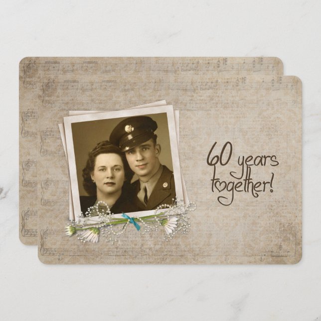 Convite Renovação de Votos de Aniversário de 60 Anos de Ca (Frente/Verso)