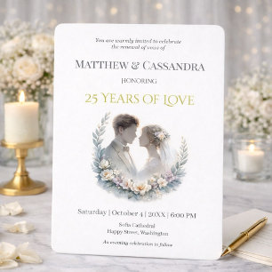 Convite Renovação de Votos de Aniversário de Casamento de 