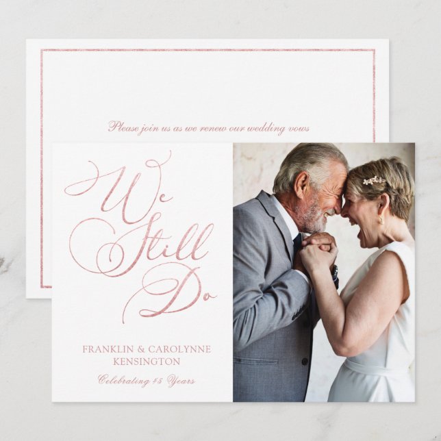 Convite Renovação de Votos de Aniversário de Casamento em  (Frente/Verso)