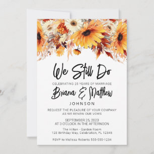 Convite Renovação de Votos de Casamento Floral de Outono