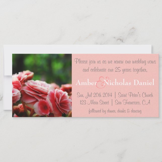 Convite Renovação de votos e 25: Cravo Rosa (Frente)