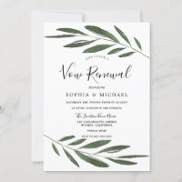 Renovação de Votos Elegante Folha Verde Moderna