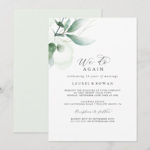 Convite Renovação de Votos Elegantes com Folhagens We Do A