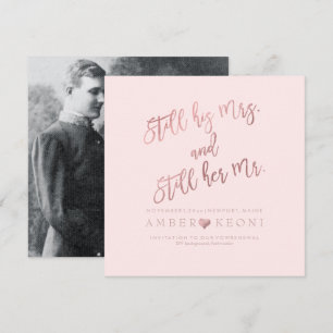 Convite Renovação de Votos/Faux Rose Gold/DIY bckgrnd da P