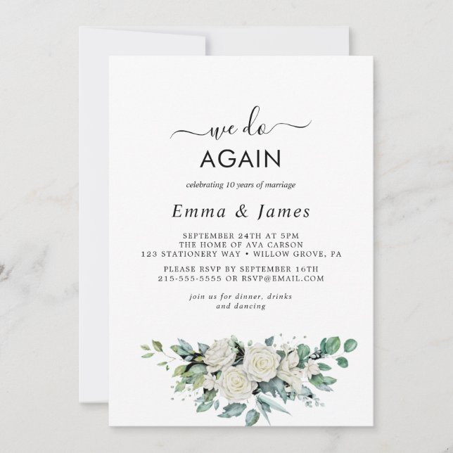 Convite Renovação de Votos "Fazemos Novamente" Verde Esmer (Frente)