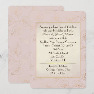 Convite Renovação de Votos Folha Dourada