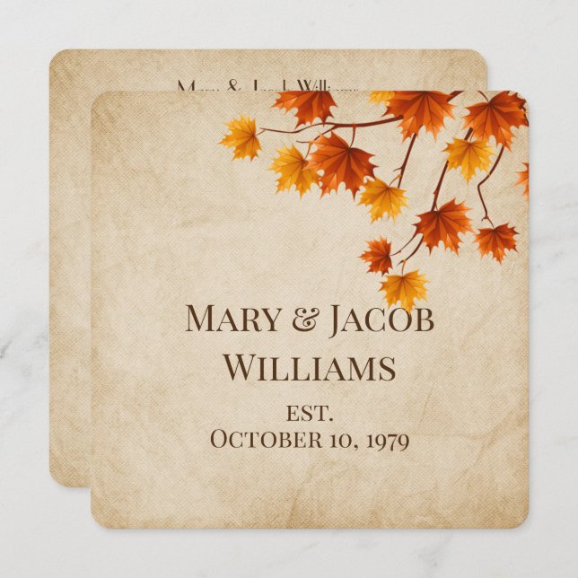 Convite Renovação de Vow de Casamento de outono (Frente/Verso)