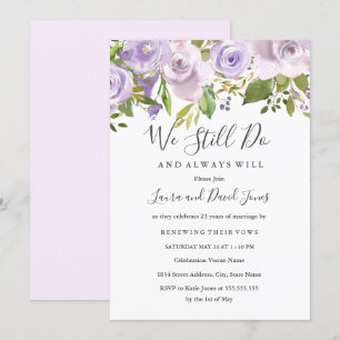 Convite Renovação de Vow de Casamento Floral de Aquarela