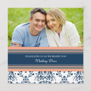 Convite Renovação de Vow de Foto de Casamento de Azul-Co
