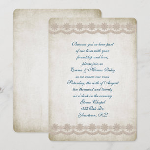 Convite renovação de vow de fronteira de renda de casame