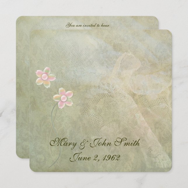 Convite Renovação de Vow do abstrato Lace (Frente/Verso)