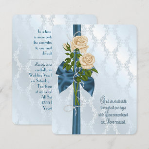 Convite Renovação de Vow do Buquê de Rosa e Pérola