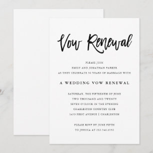 Convite Renovação de Vow do Casamento Negro e Branco Mod