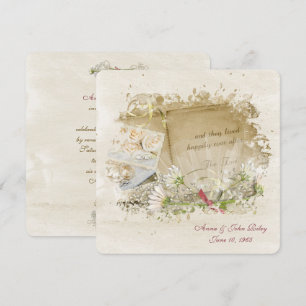 Convite Renovação de Vow do Livro de Casamento Antigo