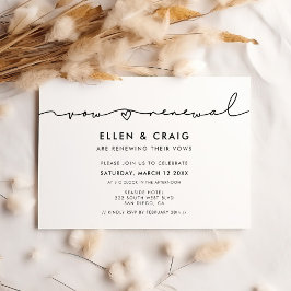 Convite Renovação de Vow manuscrita minimalista