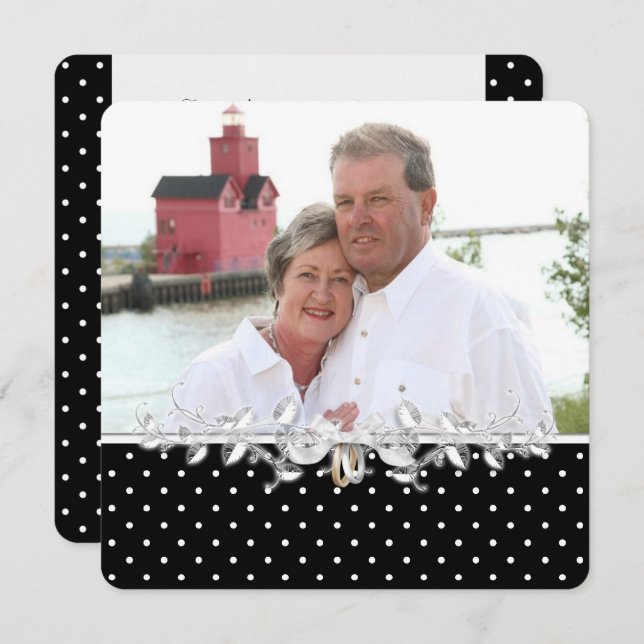 Convite Renovação de Vow Negra e Branca (Frente/Verso)