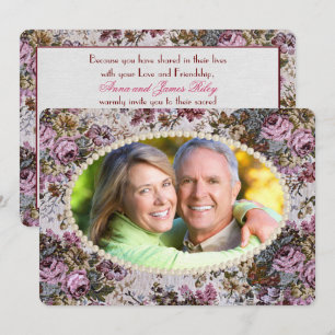 Convite Renovação de Vow Pearl Frame e Tapeçaria