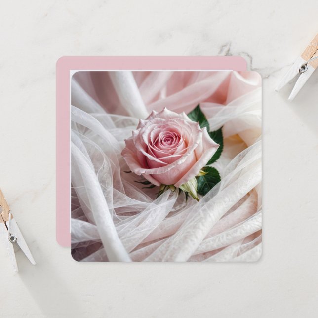 Convite Renovação de Vow Rosa de Casamento Rosa (Frente/Verso In Situ)