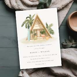 Convite Renovação de Vow Rustic Tropical Palm Beach Shack