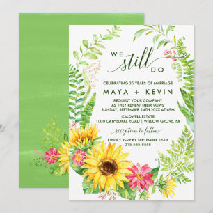 Convite Renovação de Vow Sunflower Wreath