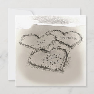 Convite Renovação do Casamento de Praia - Sand Hearts-Be