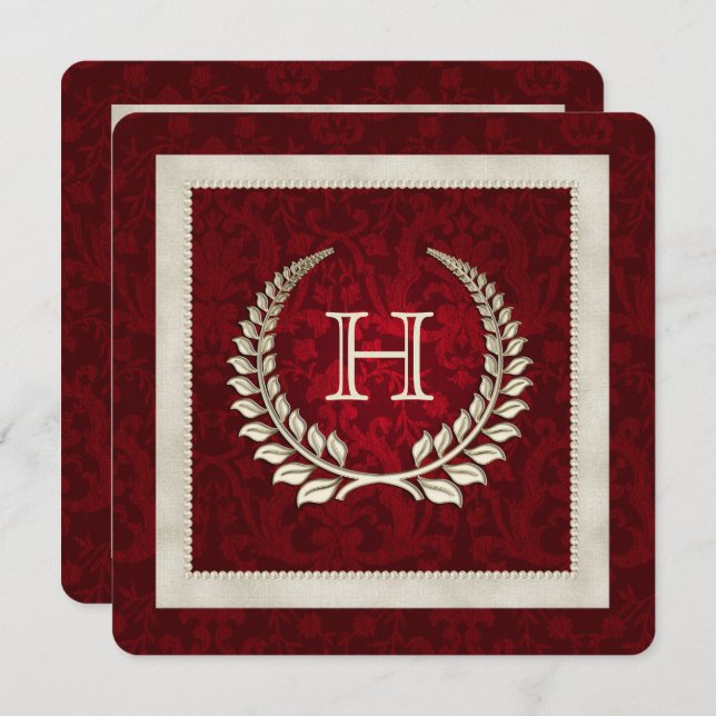 Convite Renovação do ventre do casamento do Damasco Vermel (Frente/Verso)