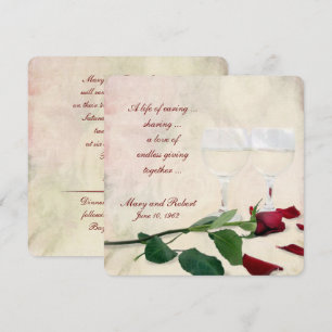 Convite renovação do voto da rosa vermelha e do vinho