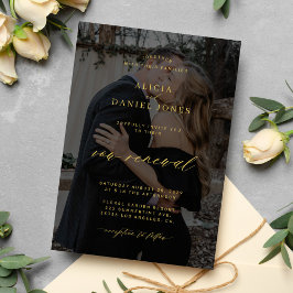 Convite Renovação do voto do casamento negro de ouro moder