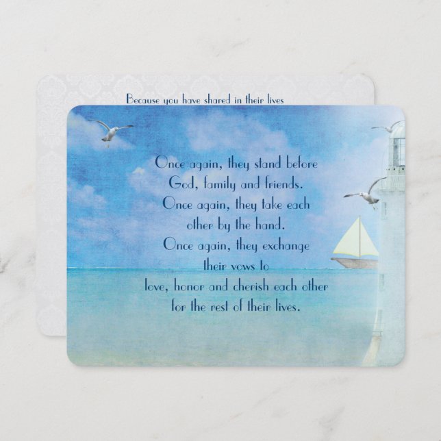 Convite Renovação do vow do farol branco náutico (Frente/Verso)