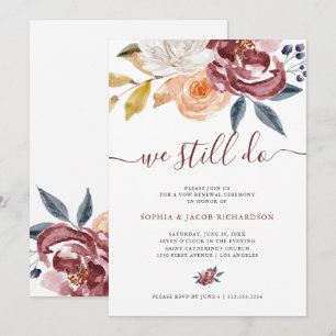 Convite Renovação floral do voto de casamento da aguarel