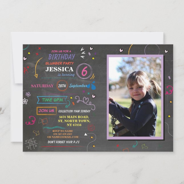 Convite Repouso Sobre Festa de aniversário Desenhada Foto (Frente)