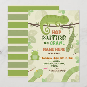 Convite Répteis Cobra Festa de aniversário Lizard Cobras I