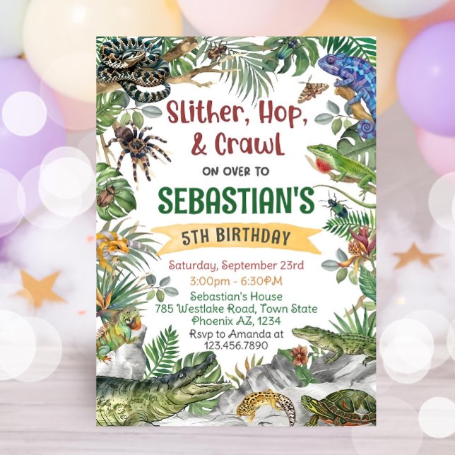 Convite Reptile Birthday Invitation Template, Customizable (Criador carregado)