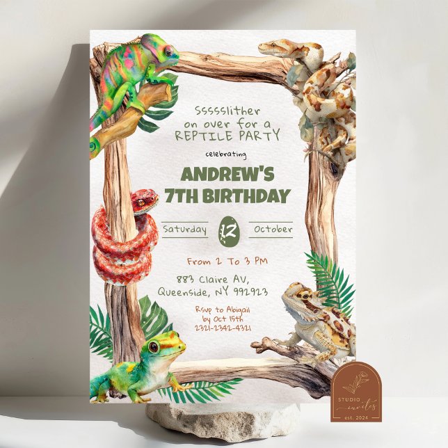 Convite Reptiles Boy Birthday (Criador carregado)