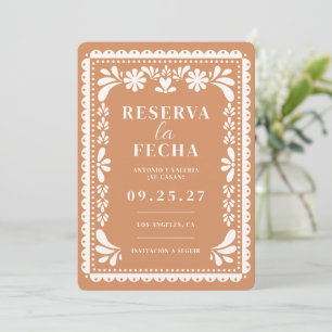 Convite Reserva a Data Papel Picado Casamento Mexicano
