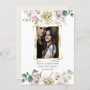 Convite Reserve a Data   Alabastro Floral de Watercolor