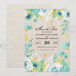 Convite Reserve a Data. Anúncios de Casamento da Mint Flor