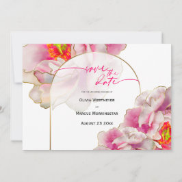 Convite Reserve a Data | Bold Linda Escarlet Peony Invi