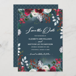 Convite Reserve a Data. Dusty Blue | Casamento de Burgundy