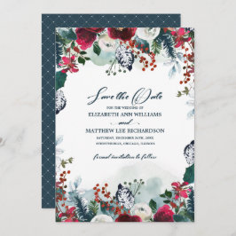 Convite Reserve a Data. Dusty Blue | Casamento de Burgundy