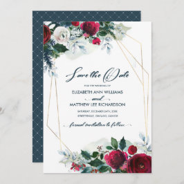 Convite Reserve a Data. Dusty Blue | Casamento de Burgundy