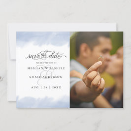 Convite Reserve a Data | Traço De Cor Azul Pálido