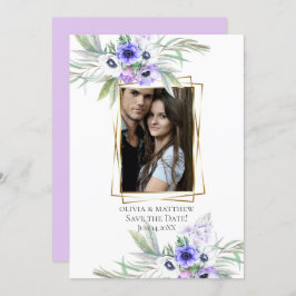 Convite Reserve a Data | Violet Anemone Floral Buquês