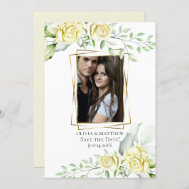 Convite Reserve a Data | Watercolor Rosa amarelo-marfim