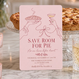 Convite Reserve Espaço Para Torta Coquette Rosa Linha Arte