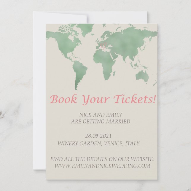 Convite Reserve seus bilhetes, é hora de um casamento (Frente)