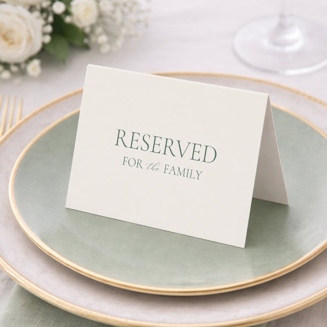 Convite Reserved for the Family Table Sign – Minimal Sage (Criador carregado)