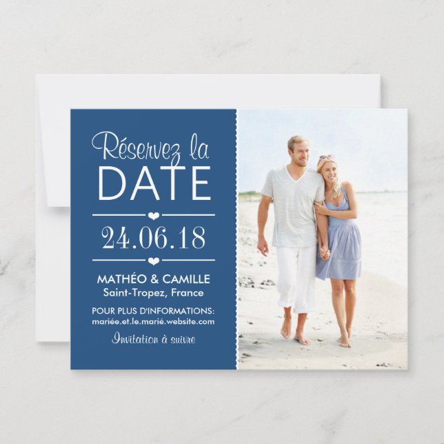 Convite Réserver la Date du Mariage | Cartes Avec Photo (Frente)