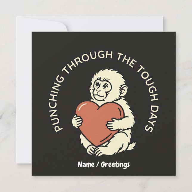 Convite Resilient Baby Monkey & Heart Punching Through  (Frente)