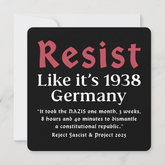 Convite Resiste como se fosse 1938 Alemanha (Frente)